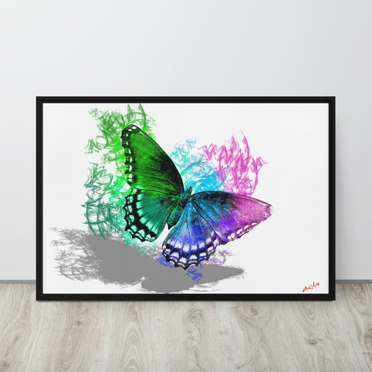 “Butterfly Bursting into Color” Framed canvas 24”x36”